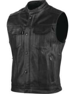 Band Of Brothers Leather Vest Black - 2XL