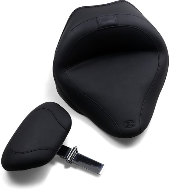 Wide Smooth Naugahyde Solo Seat w/Backrest - Image 2