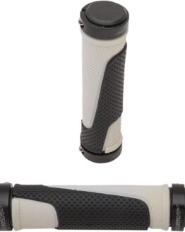 White & Black 997 Lock-On Open End Locking ATV Grips w/ End Plugs
