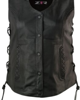 Z1R Women's Gaucha Leather Vest Black 3XL