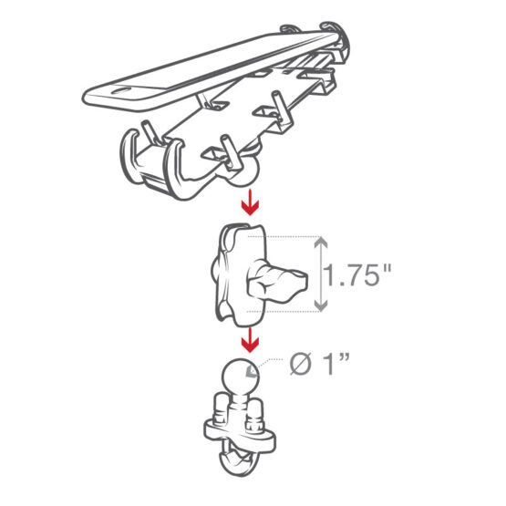 Quick-Grip Phone Mount with Handlebar U-Bolt Base - Short - Image 6