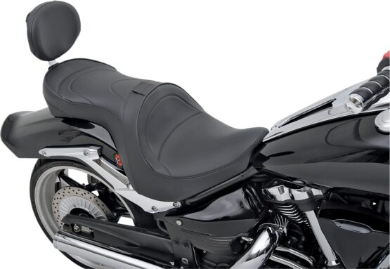 Mild Stitched Vinyl 2-Up Seat Black Low w/Backrest - Image 2