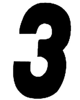 #3 6" Tall Black "SX" Stick-On Race Numbers - 3 Pack