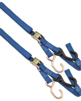 BikeMaster Integrated Soft Hook Tie Downs 1"x72" Blue Pair