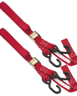BikeMaster Integrated Soft Hook Tie Downs 1.5in x 84in Red Pair