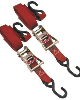 Bikemaster Ratchet Tie Downs Pair 1.5 x 84 in Red