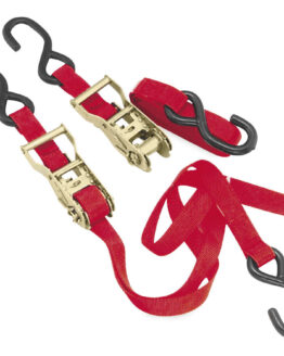 BikeMaster Ratchet Tie Downs Pair 1in x 66in Red