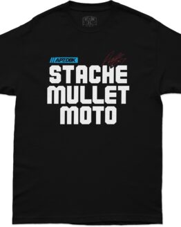 DBK Stache Mullet Moto Tee Black Small