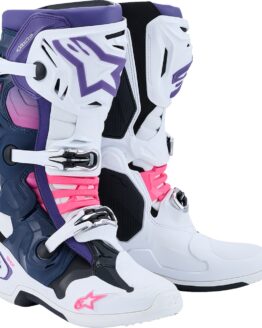 Alpinestars Tech 10 Boots White Violet Navy Pink Fluo US 12