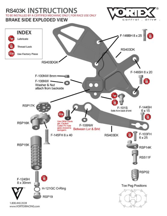 V3 Adjustable Rearset - Black - Image 2