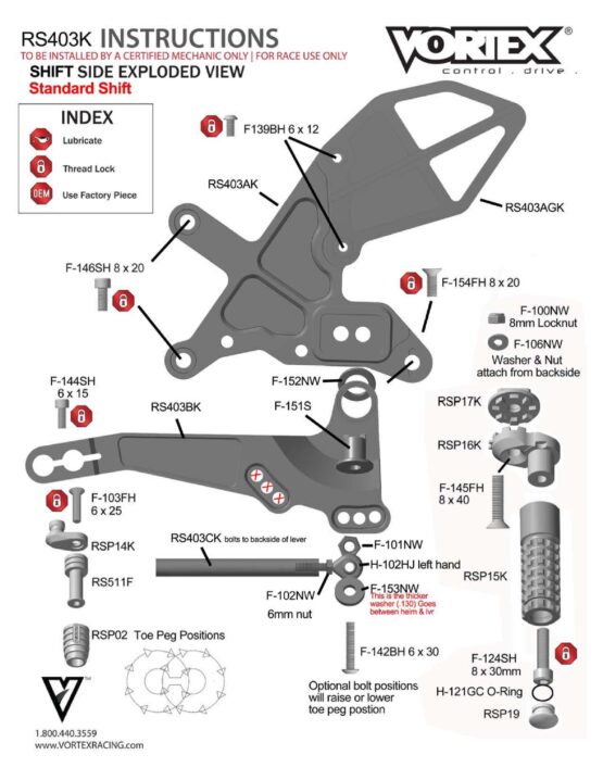 V3 Adjustable Rearset - Black - Image 4