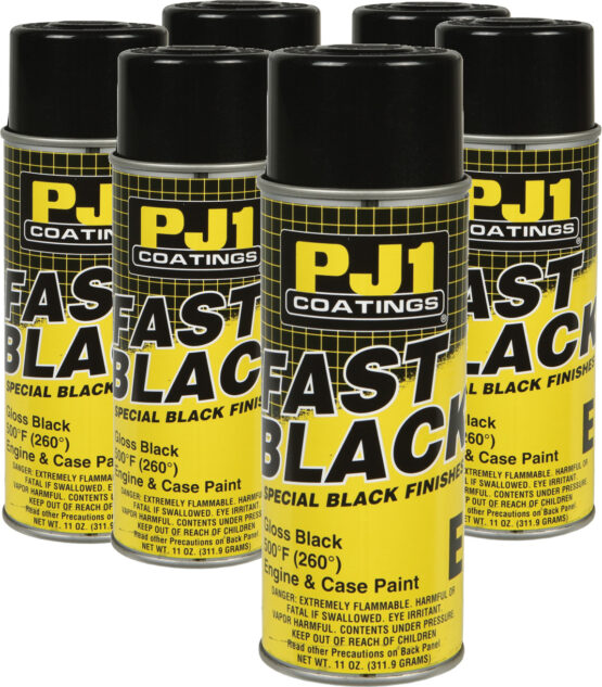 Case of 6 - Fast Black 500f Engine Paint, Gloss Black, 11oz Aerosol