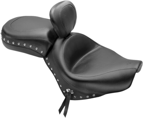 Touring Concho Studded Vinyl 2-Up Seat Black w/Backrest