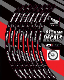 D'Cor 21" Honda Logo Front Rim Decals Fits 97-17 Honda CR CRF 125-500