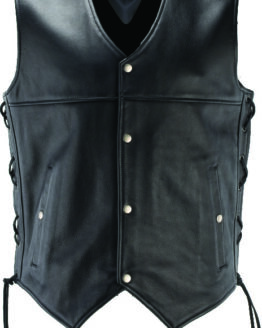 Kuryakyn Old Skool Leather Vest Black Medium Men's