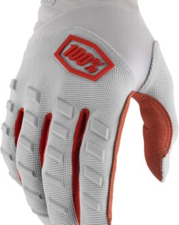 100% Airmatic Gloves Men's Off-White Silver Orange Size S