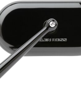 Arlen Ness Black Forged Billet Mirrors with Short Stem, Left Hand Oval