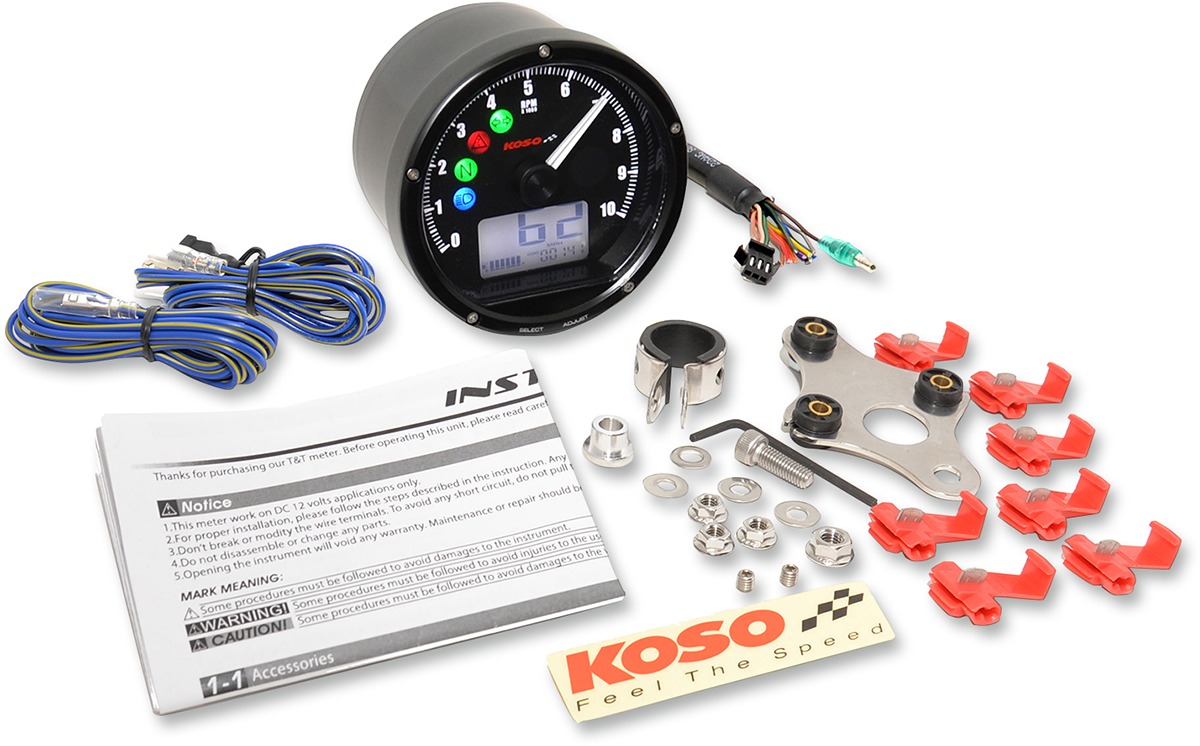 KOSO TNT-01R Universal Electronic Speedometer Tachometer Black - Image 3