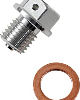 Moose Magnetic Drain Plug w/ Washer Anodized Silver M12x1.5x12mm