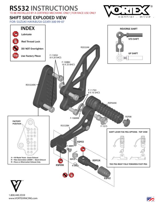 V2 Adjustable Rearset - Black - Image 3