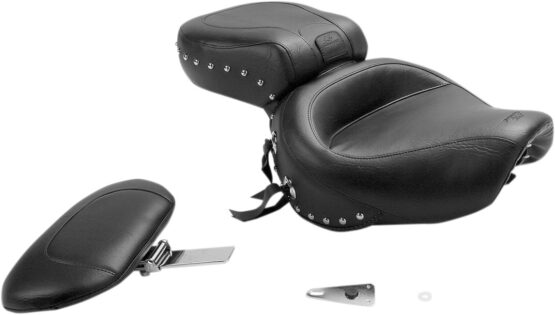 Touring Concho Studded Vinyl 2-Up Seat Black w/Backrest - Image 2