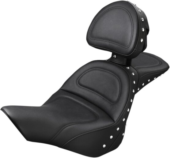 Explorer Stitched Studded 2-Up Seat Black Gel w/Backrest