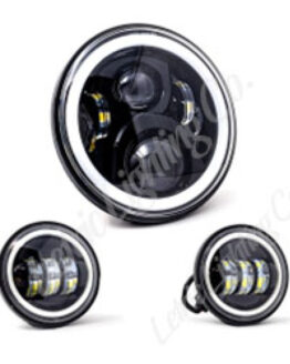 Letric Lighting 7in Black LED Headlight & Passing Lamp Kit For Indian