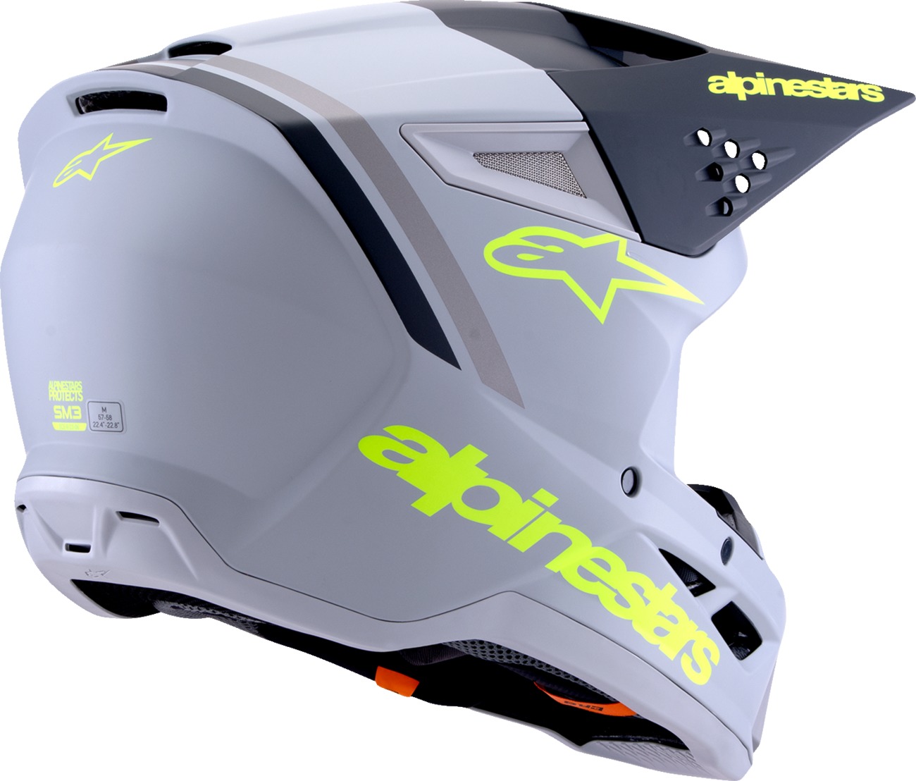 Alpinestars SM3 Radium Helmet Matte Gray Black Yellow Fluo XL - Image 3