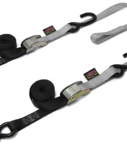 1"x6' Soft-Tye Tie Down w/Secure Hook - Pair, Black & Silver