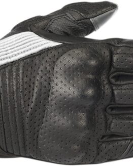 Mustang V2 Leather Motorcycle Gloves Black/White Medium