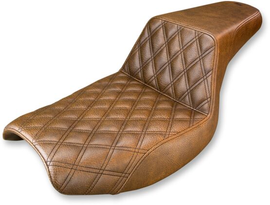 Step-Up Lattice Stitched 2-Up Seat Brown Gel