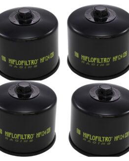 HifloFiltro Racing Oil Filter HF124RC - Replaces 16097-0009 For Kawasaki H2/H2R - 4 Pack