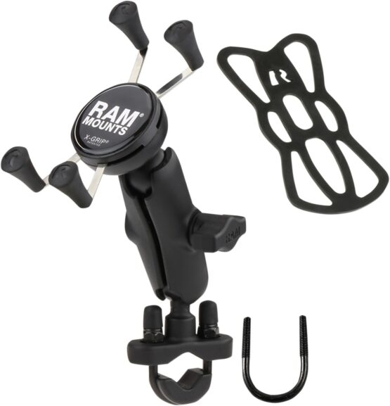 Ram Kit - X-Grip Cell Phone Holder w/ Handlebar Rail Mount & Zince U-Bolt Base