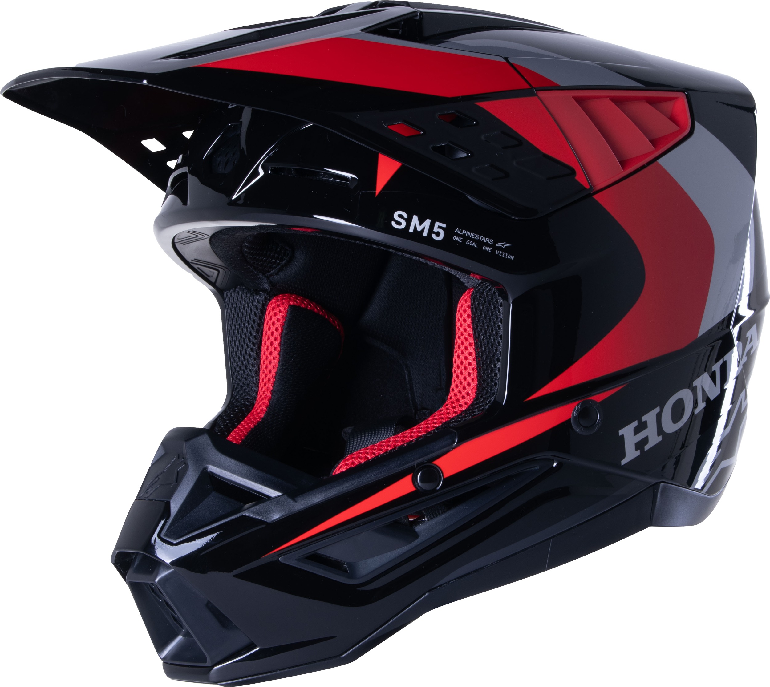 Alpinestars Honda S-M5 Helmet Black/Red Glossy - Small - Image 3