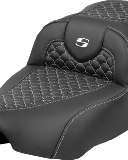 Saddlemen Roadsofa Extended Reach Seat Black Dragon Scale White Stitch FLT/FLH 23-24