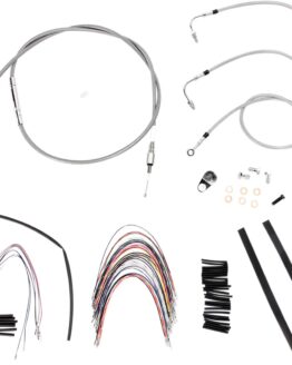 Extended Braided S.S. Control Cable Kit for Baggers - 18" tall bars (non-ABS)