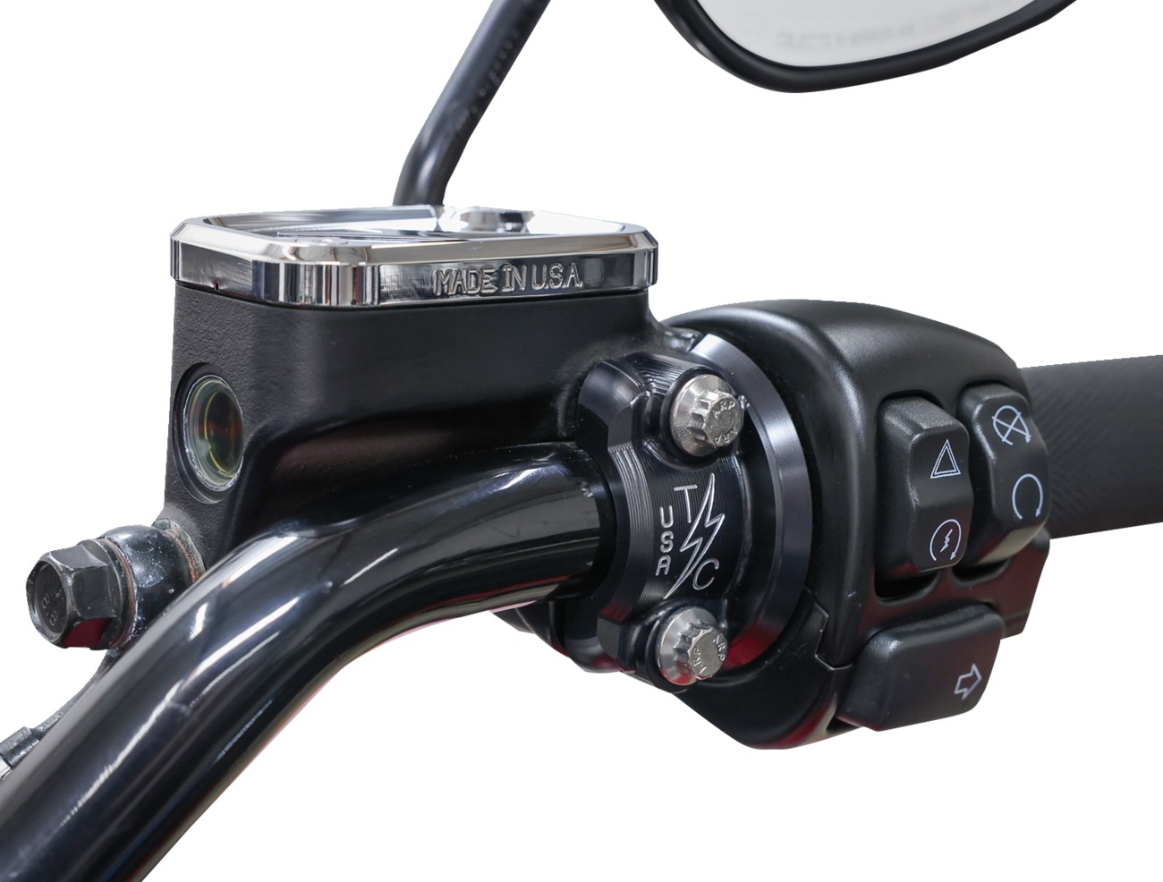 Thrashin Supply Speedway Perch Clamp Kit Twice Cut for 1in H-D Bars - Image 3