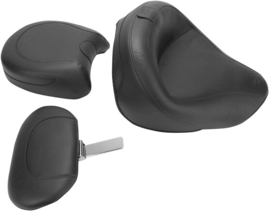 Touring Smooth Vinyl 2-Up Seat Black w/Backrest - Image 2