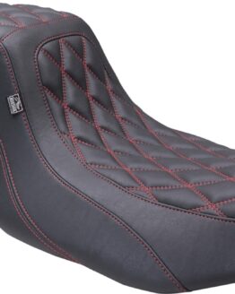 Mustang Squareback 2-Up Seat Black Cherry Stitch Harley FLH/FLT 2023-2024