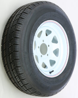 AWC Trailer Tire and 8 Spoke White Steel Wheel Assembly