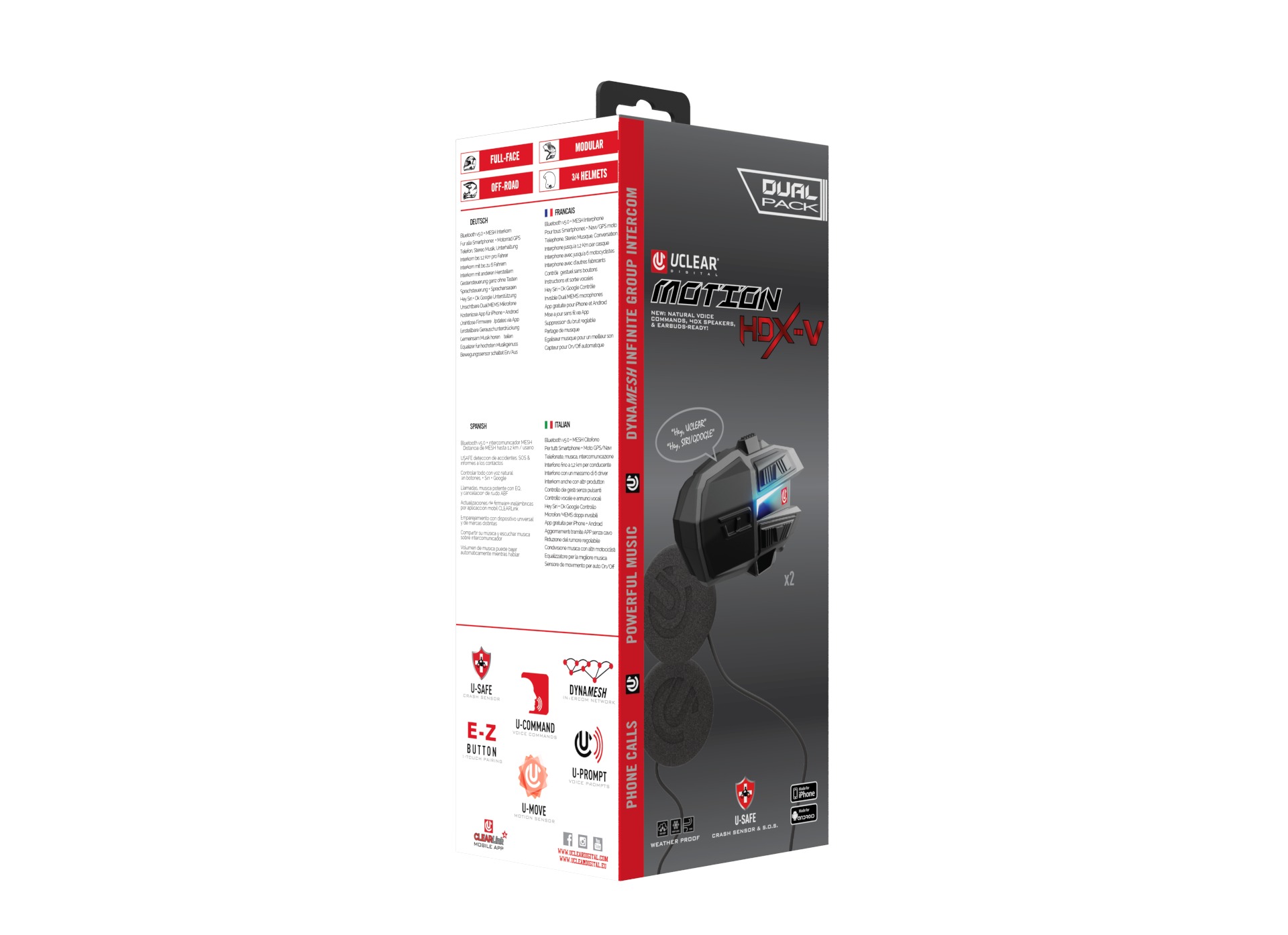 UCLEAR Motion HDX-V Dual Kit Helmet Audio System - Image 3
