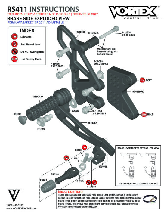 V2 Adjustable Rearset - Black - Image 9