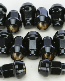 AWC 10mm x 1.25 Tapered Black Lug Nuts 14mm Head 16 Pack