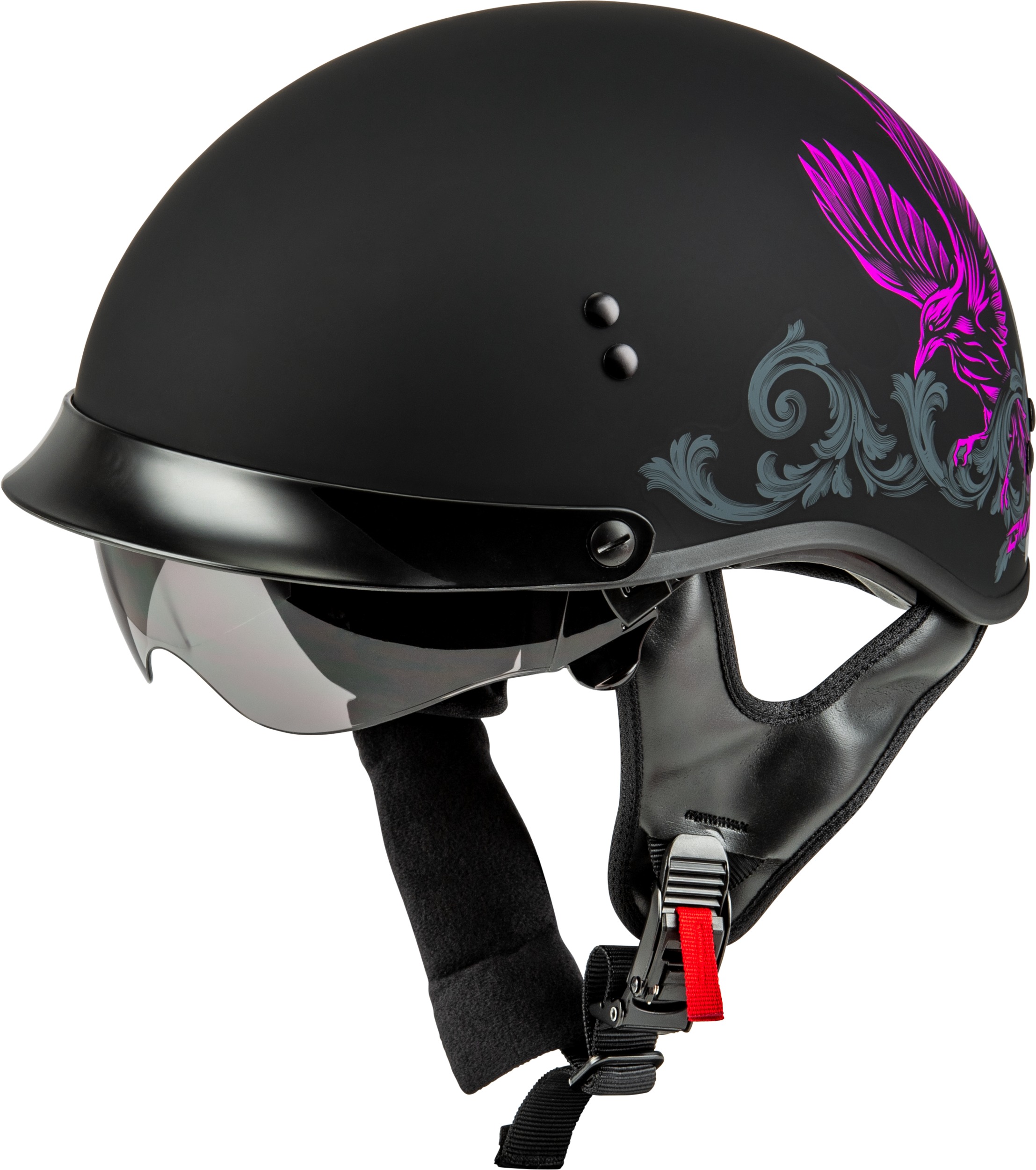 GMAX HH-65 Corvus Helmet XL Matte Black/Purple/Grey - Image 3