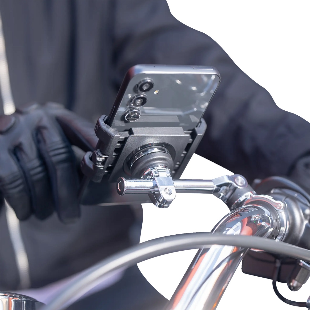 SP Connect Moto Mount 3D Chrome 1.5 in Handlebar Phone Mount - Image 4