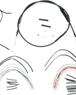 Extended Black Control Cable Kit For Sportsters with 12" Tall Apehangers