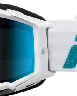 Fly Racing Zone Elite Goggles White/Teal Light Green Mirror Lens