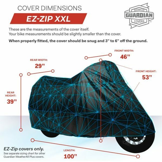 Dowco Guardian Weatherall Plus - EZ Zip Black Heavy Duty Motorcycle Cover - XXL - Image 4
