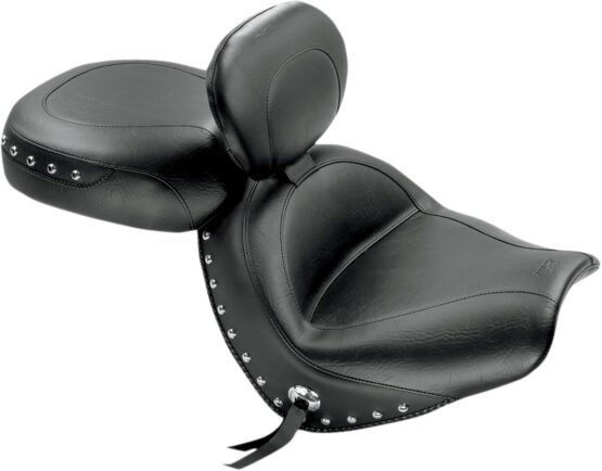 Touring Concho Studded Vinyl 2-Up Seat Black w/Backrest