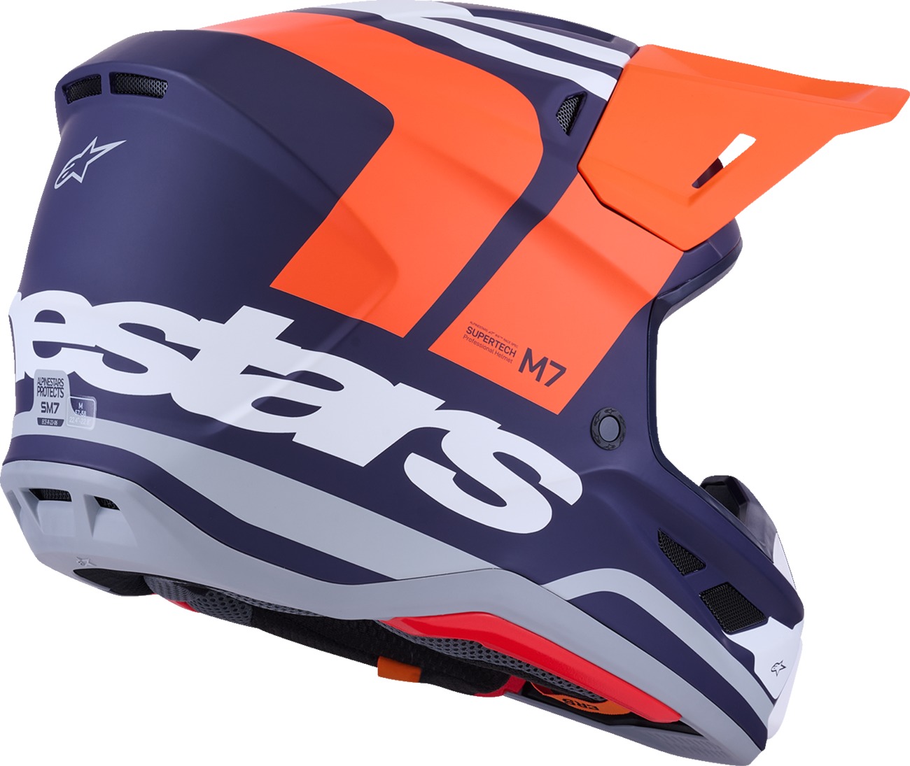 Alpinestars SM7 Core MX Helmet Matte Orange/Blue Medium - Image 3
